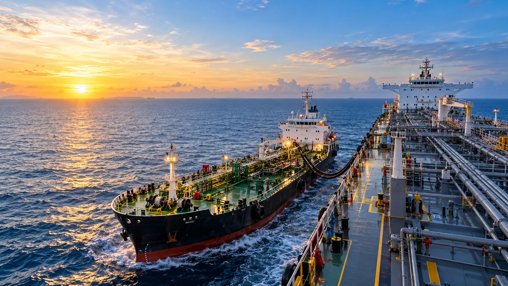 Kegiatan pengisian bahan bakar antarkapal di laut, foto dari company profile Ocean Bayn Energy